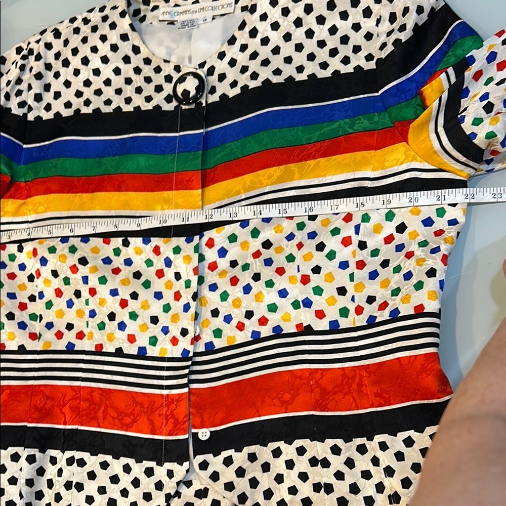Vintage post modern 1980s silk top Anne Crimmins  for Umi Collections color pop - Picture 6 of 11